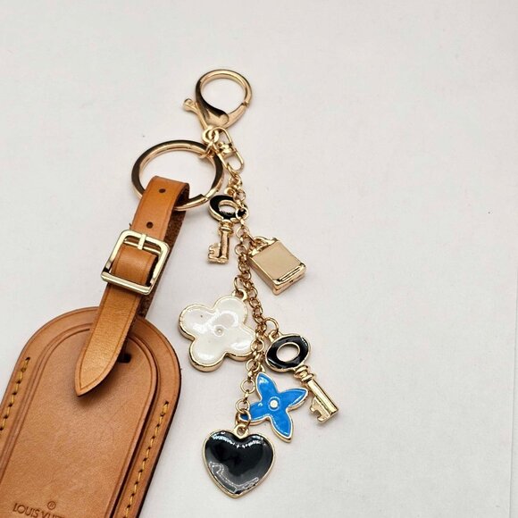Authentic Louis Vuitton Luggage Name Tag with Unbranded Keycharm Keychain 1128 - Picture 4 of 10